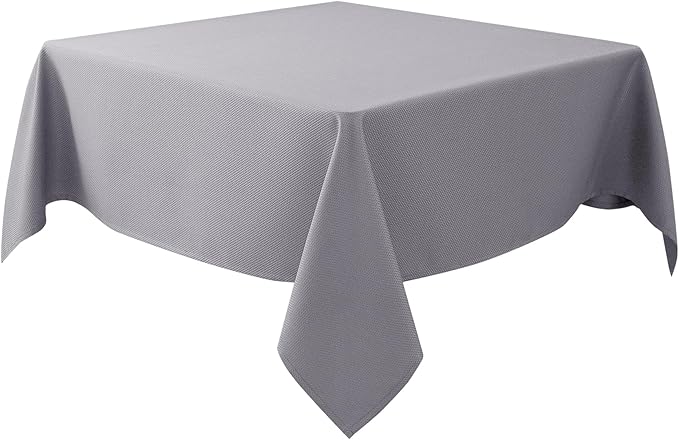 Biscaynebay Textured Fabric Square Tablecloths 54x54 Inches, Silver Grey Water Resistant Spill Proof Table Cloth Washable Small Card Folding Table Covers for Dining, Kitchen, Wedding and Parties