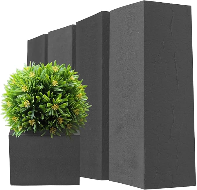 XCEL Floral Foam Blocks - Reusable, Weather Resistant Foam - Perfect for Fresh & Artificial Flower Arrangements, Crafts, Planter Boxes, Home Decor & More - 4-Pk, Gray (9” x 3” x 3”)