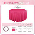 Round Tablecloths 120 Inch, 10 Pack – Hot Pink