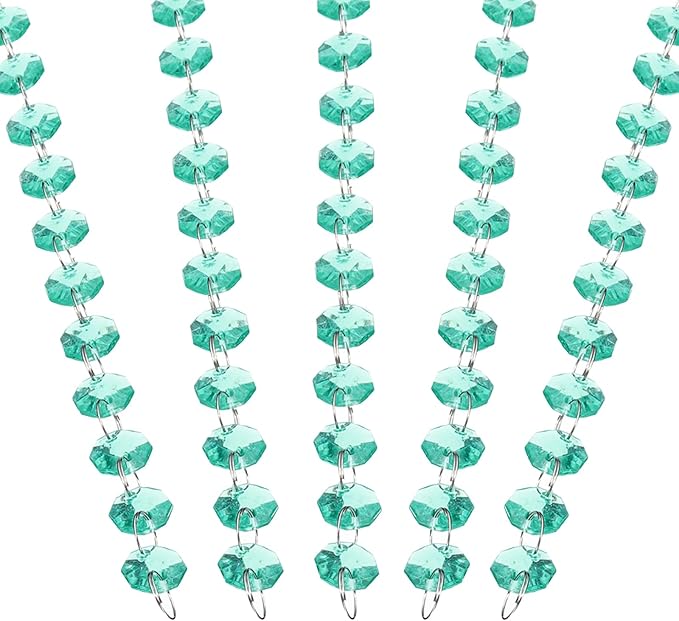 PATIKIL 14 mm Crystal Garland Strands, 16.4 Ft Acrylic Octagon Chandelier Bead Chains String for DIY Craft Wedding Party Home Decorative Jewelry Making, Blue