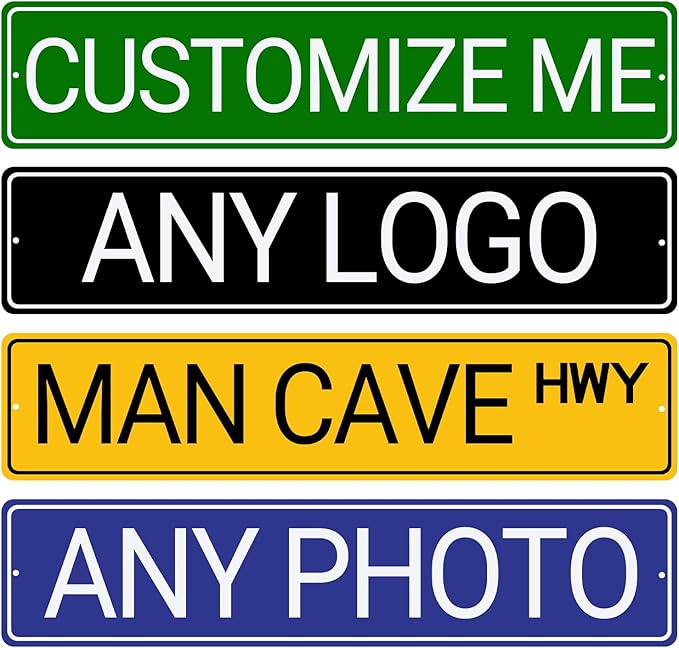 Custom Signs Outdoor Metal, Personalized Street Reflective Signs with Text Photo, 6x24 Inches, Single/Double Sided, Rust Free .040 Aluminum
