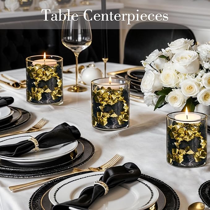 DomeStar Black Fake Ice, 150PCS Acrylic Fake Diamonds, Vase Fillers Black Plastic Gems Marbles for Vase DIY Craft Aquarium Tank Rock Wedding Birthday Party Table Scatter Decorations