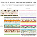 36 Rolls Animal Theme Washi Tape Set