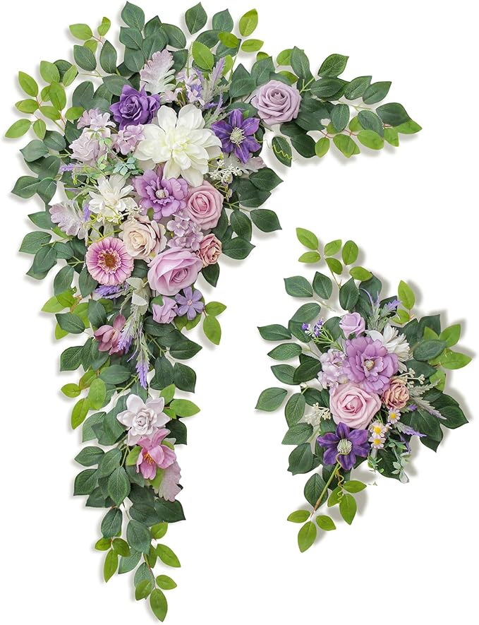 Artificial Wedding Arch Flowers, Silk and Foam, 2-Piece Set with 20 Stems