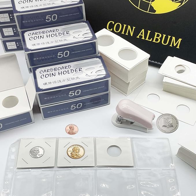 200 PCS Premium Cardboard Coin Flips 2 x 2 inch Coin Collection Supplies for Nickel, Mylar Coin Flips Coin Holders for Collectors (Nickel Coin Flips)