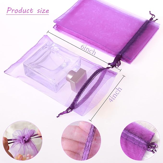 Hopttreely 50PCS Organza Wedding Favor Bags, 4x6 inches Jewelry Gift Bags with Drawstring for Party, Festival, Makeup (Mixed Color)