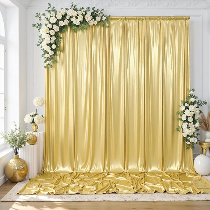 Backgrounds - Metallic Gold Sequin Photo Backdrop, 4 Panels of 5x10ft