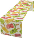 Ce Cream Table Runner, Cold Fruity Popsicles Summer Sweet Seasonal Dinner Runner for Party Holiday Home Kitchen Dining Table Decor 13"x60"
