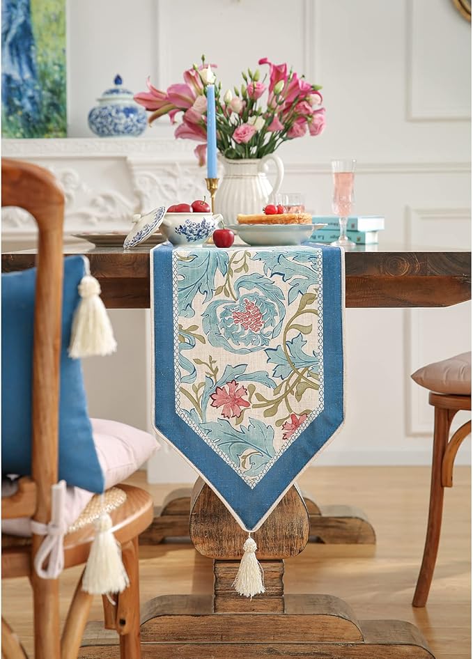 patdrea Linen Leopard Animal Table Runner Farmhouse for Home Kitchen Dining Decor Parties Family Dinners Christmas 16 x 102