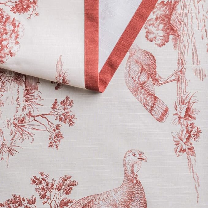 Maison d' Hermine Table Runner 100% Cotton Single Layer Table Runners 48 inches Long for Thanksgiving Christmas Decorations Home Kitchen Dining Party Wedding (Holy Jouy - Red, 14.5" x 48")