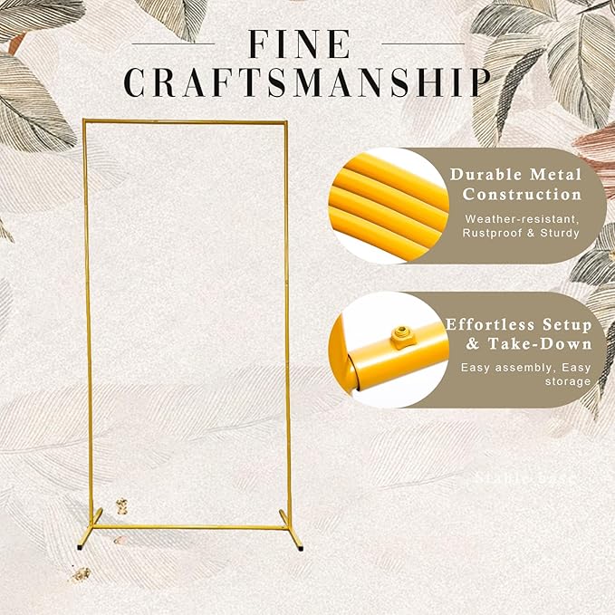 Arbor Square Metal Backdrop Stand, Gold Finish, 39.6 x 79.2 Inch
