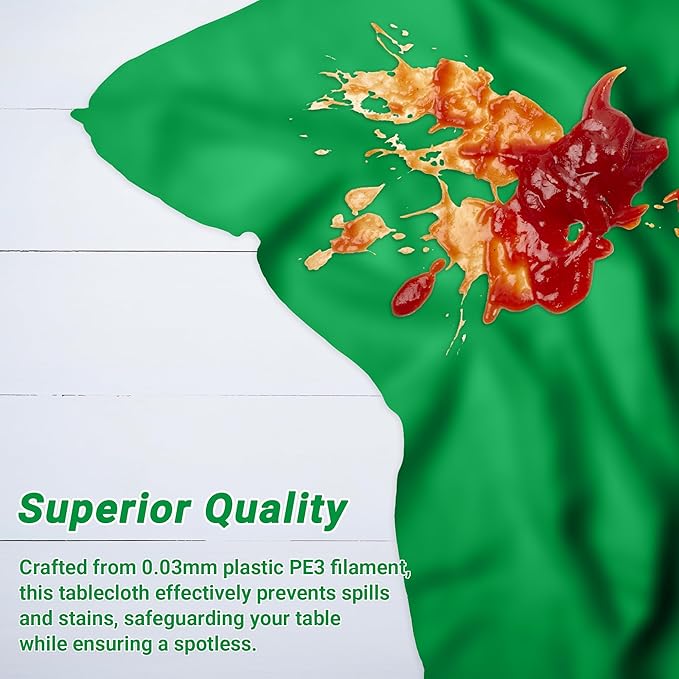 QZYL 12 PCS Disposable Plastic Table Cover, 54 X 108 in Large Table Cloth Rectangle, Green Plastic Tablecloth, Decorative Smooth Tablecloth for Parties Weddings Picnics Outdoor Events