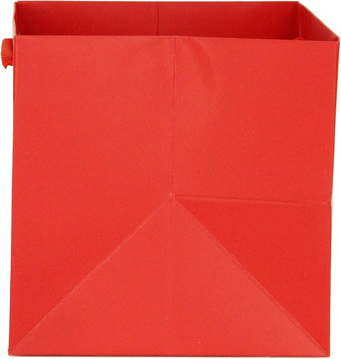 Red Square Gift Bag 10 in Paper Gift Box Large Square Bottom Kraft Paper Bags with Handles for Party Favor, Birthday Gift Bags (Red, 10 x 10 x 10 in, 10 CT)