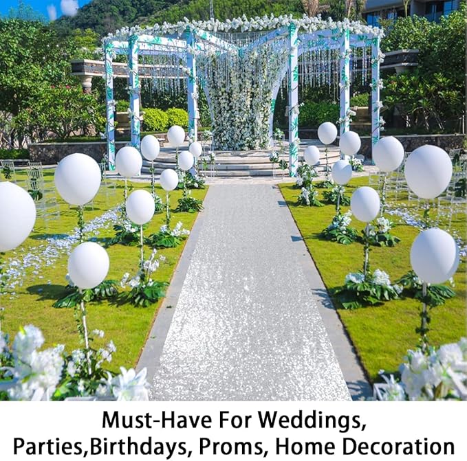 Aisle Runner, 4 ft x 20 ft Sequin Wedding Ceremony Runner