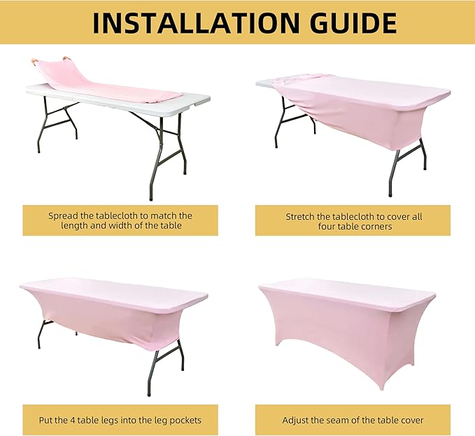 2-Pack 6ft Spandex Table Covers for Rectangle Standard Folding Tables - Wrinkle Resistant Stretch Tablecloths - Ultimate Fitted Table Protector for Parties, Trade Shows, Banquet
