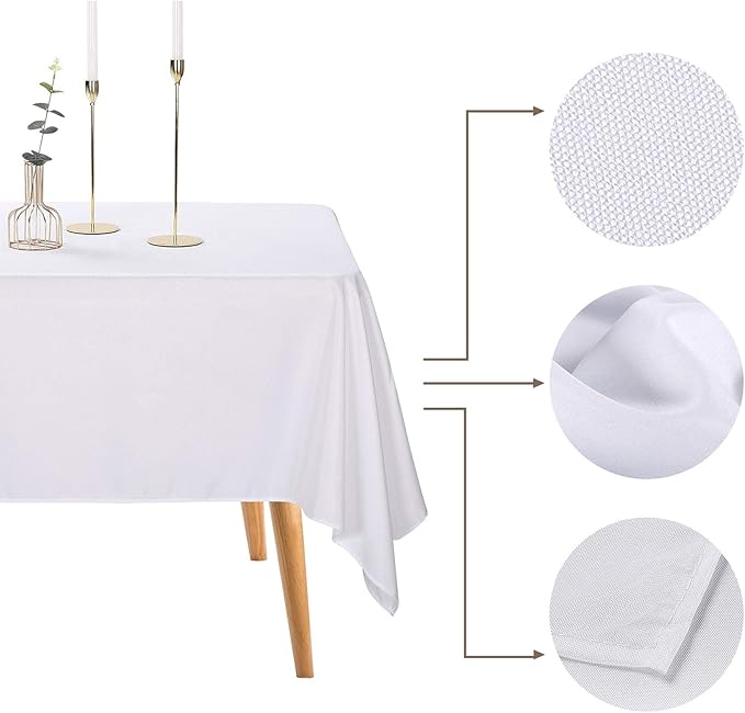 Ascoza 6pack 60x102 Inch White Rectangular Tablecloth 6 Feet Table Cloth in Polyester Fabric for Wedding/Banquet/Restaurant/Parties