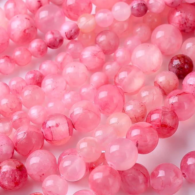 Blood Red Persian JadeStone Beads Gemstone Round Crystal Energy Jade Beads Stone Beads for Jewelry Making DIY Bracelet Necklace Jewelry Making 1 Strand 15.5inch 45PCS 8MM