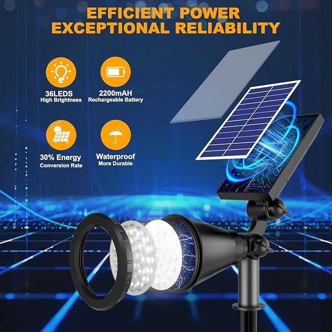 Solar Spotlights with 36 LEDs, Color Changing, IP67 Waterproof