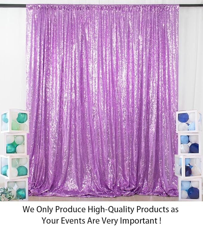 ShinyBeauty Sequin Backdrop Lavender 10x10FT Background for Photography Light Purple Wedding Backdrops 10FT Baby Birthday Photo Booth Decoration Glitter Curtain for Party Fabric Backdrop