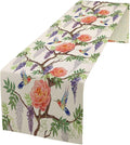 Vintage Bird Flower Table Runner Seasonal Spring Purple Wisteria Garden Plants Lavender Pink Florals Farmhouse Country Kitchen Dinner Runner Dining Table Decoration for Home Party Holiday 13"x120"