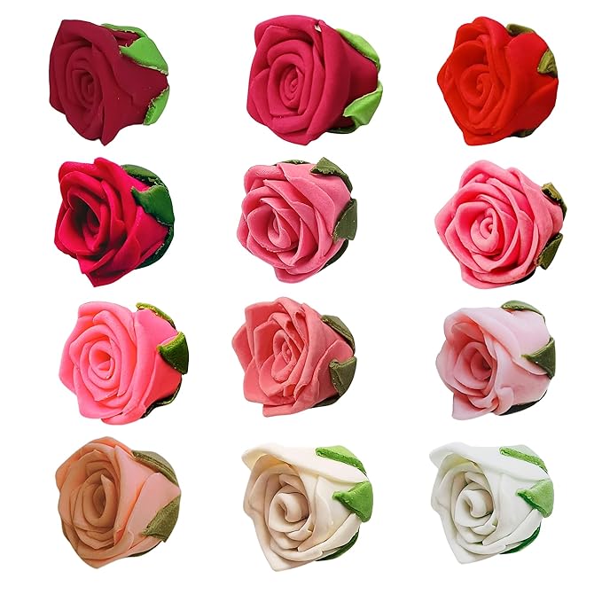 Edible Cake Toppers: 12 Sugar Roses, 1.5 Inch, Multiple Colors