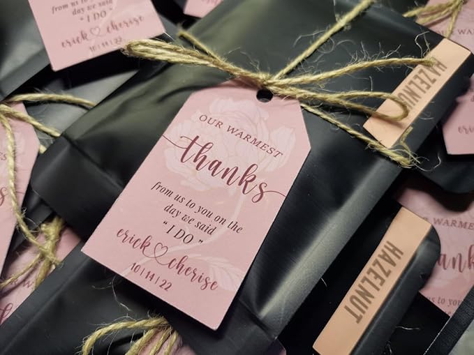 Personalized Gift Tags, Thank You Tags for Wedding Birthday Business Party Favors, Custom Hang Tags with Your Text and String, 2 X 3.75 Inch (Wreath Pattern 6)