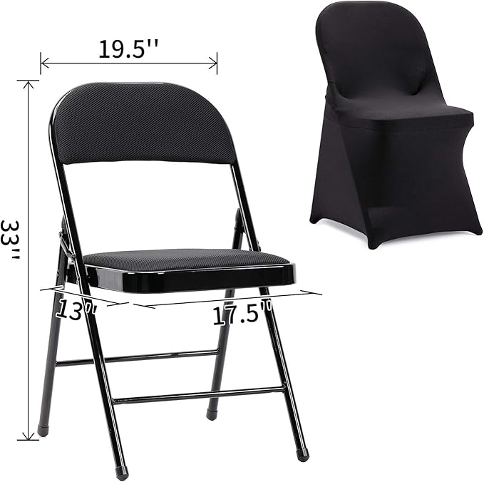 Dining Chair Slipcovers in Black Stretch Spandex, Set of 6