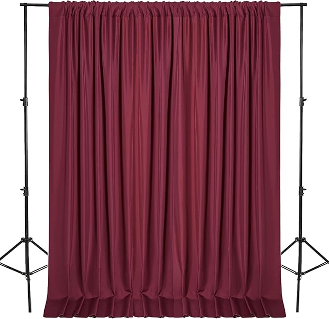DWCN 10x7 FT Burgundy Backdrop Curtains for Parties, Photography Backdrop Drapes with Rod Pockets for Wedding Decorations Stage Birthday Family Gatherings, 2 Panels 5ft x 7ft