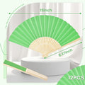 Foldable Hand Fan, 12PCS, 8.3 Inch Green Paper Fans for Woodland Baby