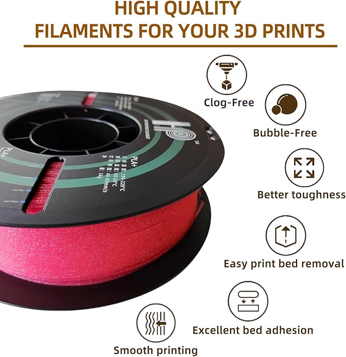 3D Printing Filament, Glitter Pink PLA, 1.75mm, 1 kg Spool