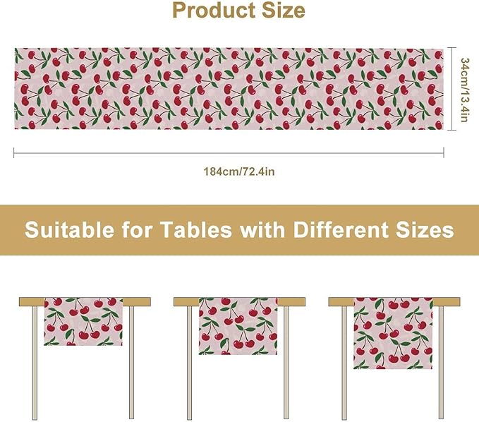 Cherry Table Runner,Spring Summer Fruit Table Runner for Kitchen Dining Table Home Party Decoration 13x90 Inch