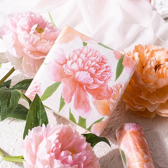 WRAPAHOLIC Floral Wrapping Paper Roll - Mini Roll - 17 Inch x 33 Feet - Peach Flower Wrapping Paper, Perfect for Girls Women Birthday, Wedding, Bridal Shower