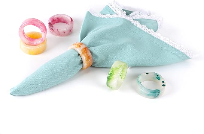 Napkin Rings - Set of 12 Pastel Glossy Epoxy Resin Holders