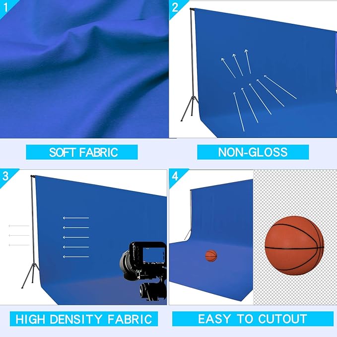 ISSUNTEX 10X12 ft Background Muslin Backdrop, Photo Studio, Collapsible High Density Screen for Video Photography and Television-Blue