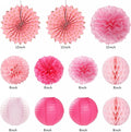 Tissue Pom Poms Pink Birthday Party Decorations Kit, 21 Pieces