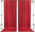 AK TRADING CO. 10 feet Wide x 12 feet Long IFR Polyester Backdrop Drapes Curtains Panels with Rod Pockets - Wedding Ceremony Party Home Window Decorations - (RED)