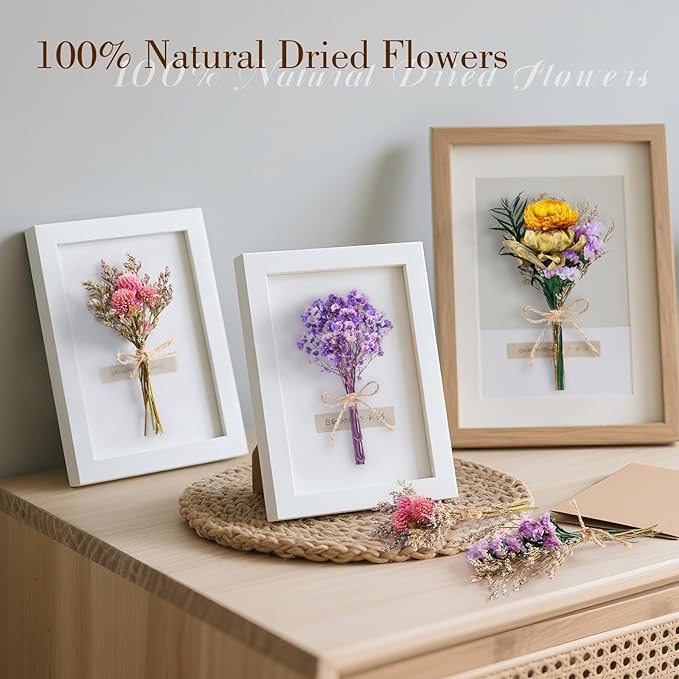 12/24 PCS Charming Dried Flowers Bouquet for Vase Various Dried Wildflowers with Stems Mini Handmade Wildflowers Natural Real Flowers Bulk Flowers Craft (Various Series, 24 PCS)
