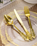 350 Piece Gold Plastic Dinnerware Set for 50 Guests – Clear