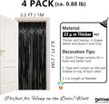 Streamers Black Metallic Glitter Tinsel Backdrop 4-Pack 3.2 x 8.2 FT