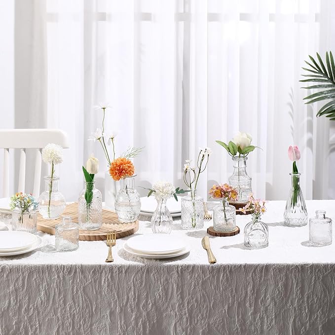 Bud Vases Set of 16, Small Vase for Flowers, Glass Vase for Centerpieces, Small Flower Vases for Centerpieces, Mini Vintage Vases, Clear Bud Vases for Wedding Table Decor