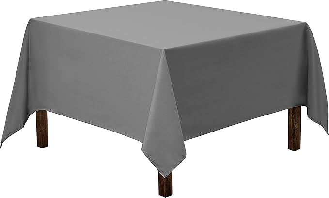 Gee Di Moda Square Tablecloth - 52 x 52 Inch Charcoal Table Cloth for Small Square or Round Tables - Heavy Duty Washable Fabric - for Buffet Table, Holiday Party, Dinner, Wedding & Baby Shower