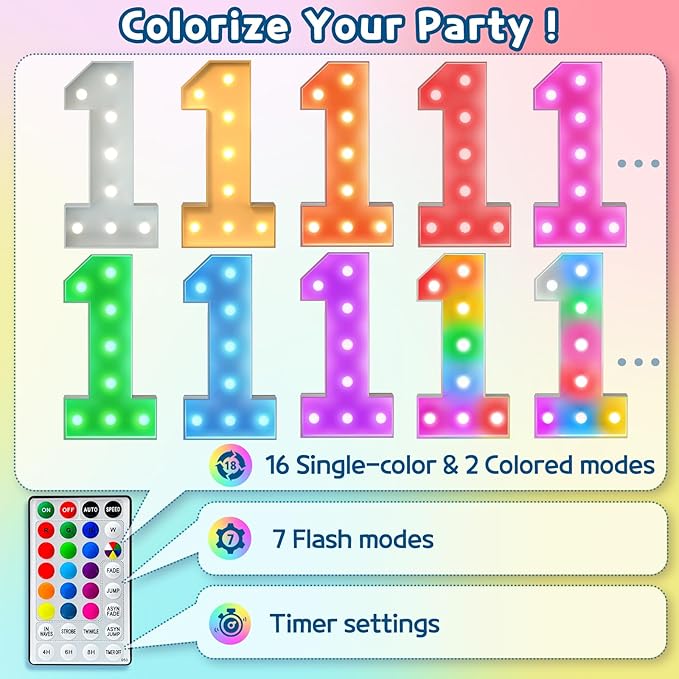 Party Decorations: Light Up Marquee Letter J with Remote Control and Timer