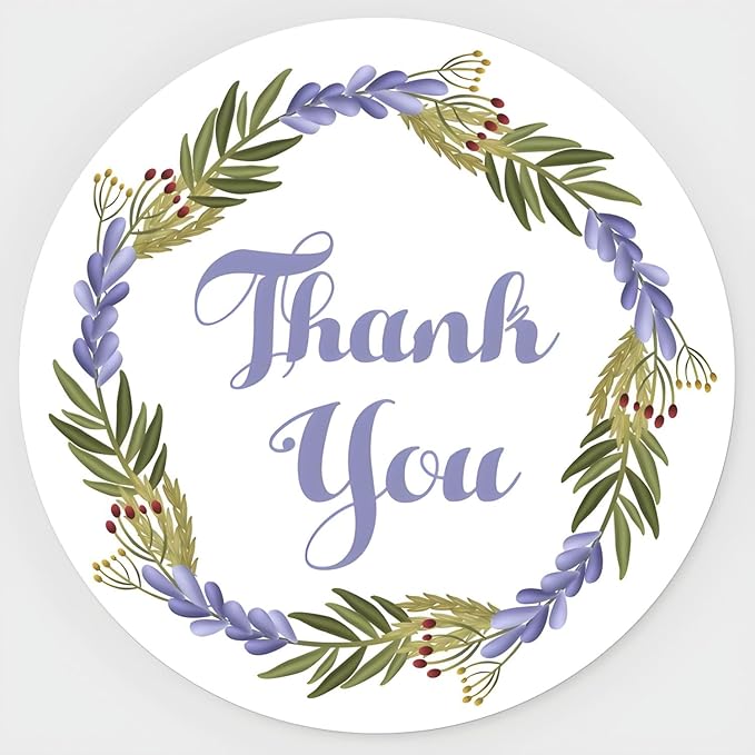 Custom Stickers for Weddings, Birthdays & Businesses - Personalized Labels with Your Logo - Waterproof, Fade and Heat Resistant - Pack of 100-1000 (Wreath O, 4 Inch)