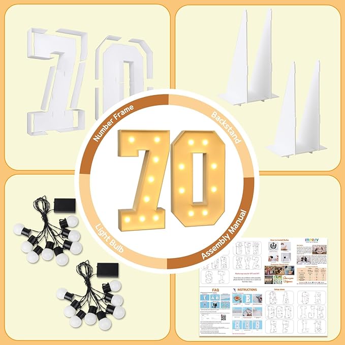 Event Party Supplies: 3 Ft Light Up Marquee Numbers, Foam Board