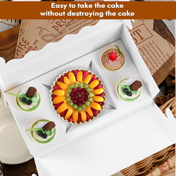 Cupcake Carriers, 10 Pack White Cardboard Boxes with Clear Window