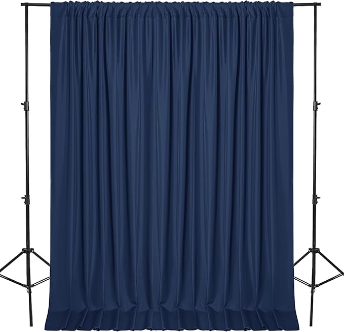 DWCN Backdrop Curtains for Parties, Background Curtains Photography Backdrop Drapes with Rod Pockets for Wedding Decorations Stage Birthday Family Gatherings, 2 Panels 5ft x 10ft, Navy Blue