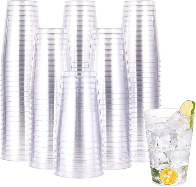 Clear Disposable Heavy-Duty Plastic Cups, 12 oz, 100 Count