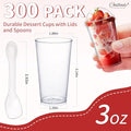 3oz Mini Dessert Cups with Lids and Spoons Plastic, 100Pcs – Clear
