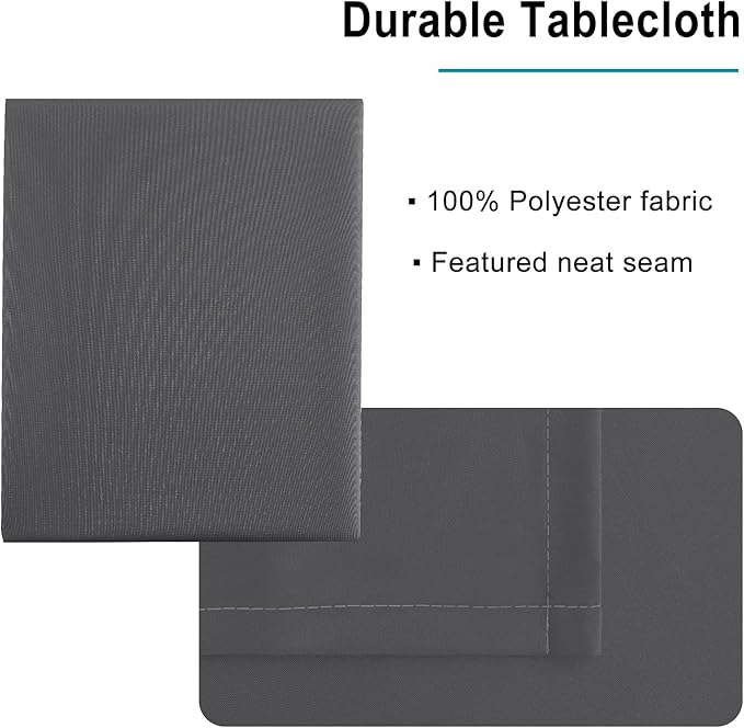 Hiasan Square Tablecloth - Waterproof and Spillproof Dining Room Washable Polyester Table Cloth for Dining Room, 54 x 54 Inch, Grey