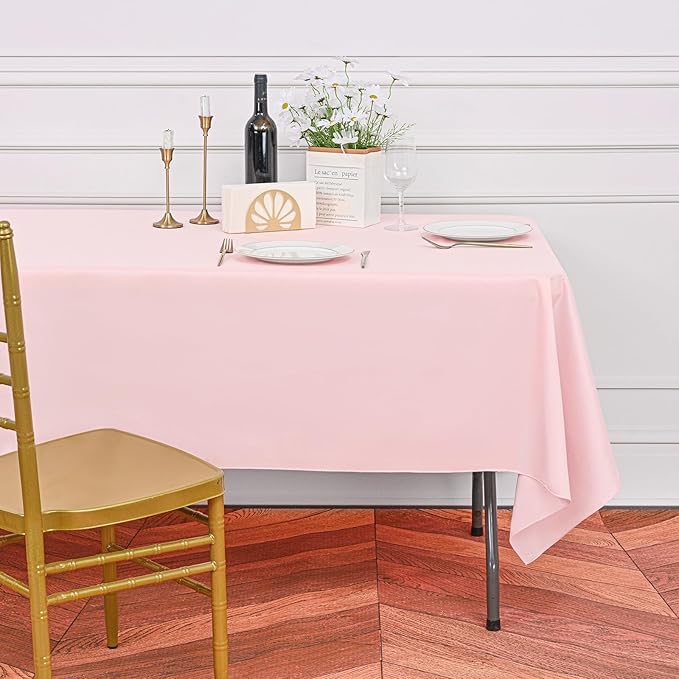 10 Pack Pink Tablecloths for 8ft Rectangle Tables 60 x 126 Inch - Polyester Table Cover Stain and Wrinkle Resistant Washable Fabric Table Clothes for Wedding Party Banquet Reception Restaurant